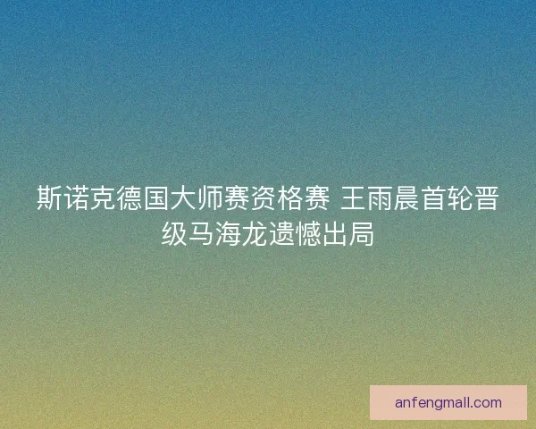 斯诺克德国大师赛资格赛 王雨晨首轮晋级马海龙遗憾出局