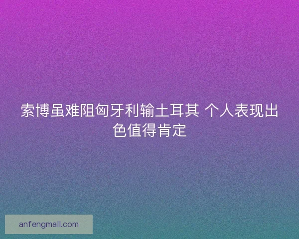 索博虽难阻匈牙利输土耳其 个人表现出色值得肯定